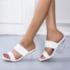 Fashion Summer Women Mules Design Slippers Sandal Slides Braided Cord 7cm Transparent Heels Women Shoes Female Size36-43