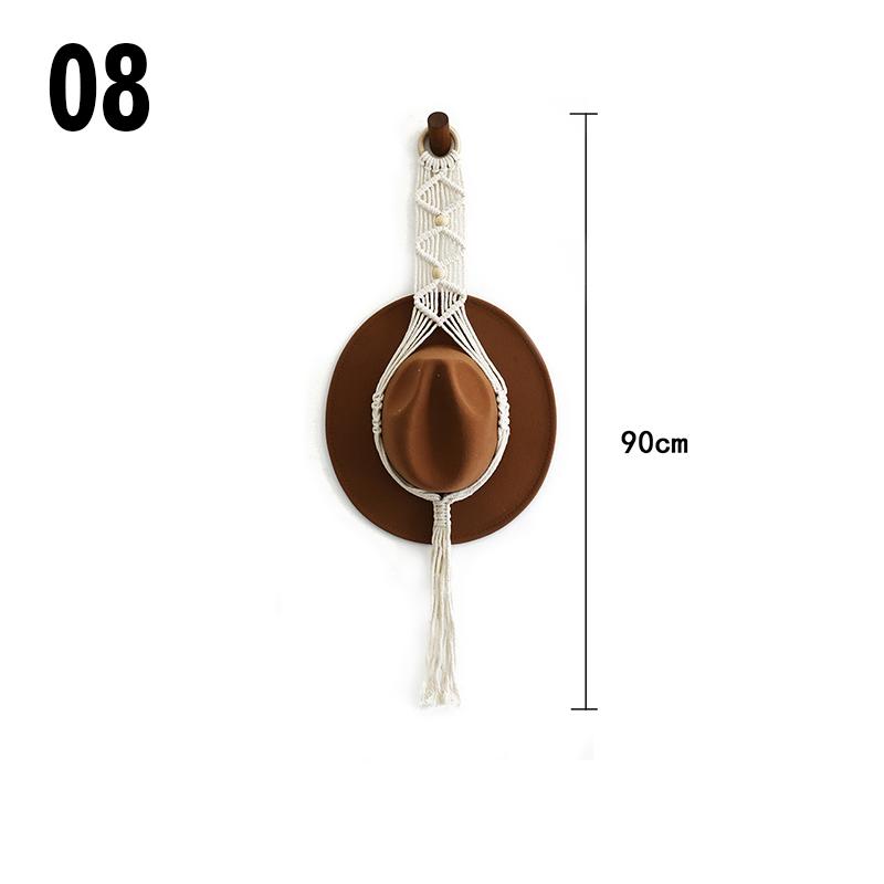 Скандинавский стиль Плетеный вручную Стойка для хранения шляп Многослойный Настенный органайзер для шляп и шарфов для спальни Держатель для демонстрации Богемный гобелен с кисточками