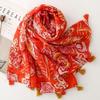 Зимние Ацтекские Этнические Цветочные Бахрома Вискозные Шали Шарф Женский Высокое Качество Тонкий Плед Пляжный Шарф Bufandas Мусульманский Хиджаб 180*90см