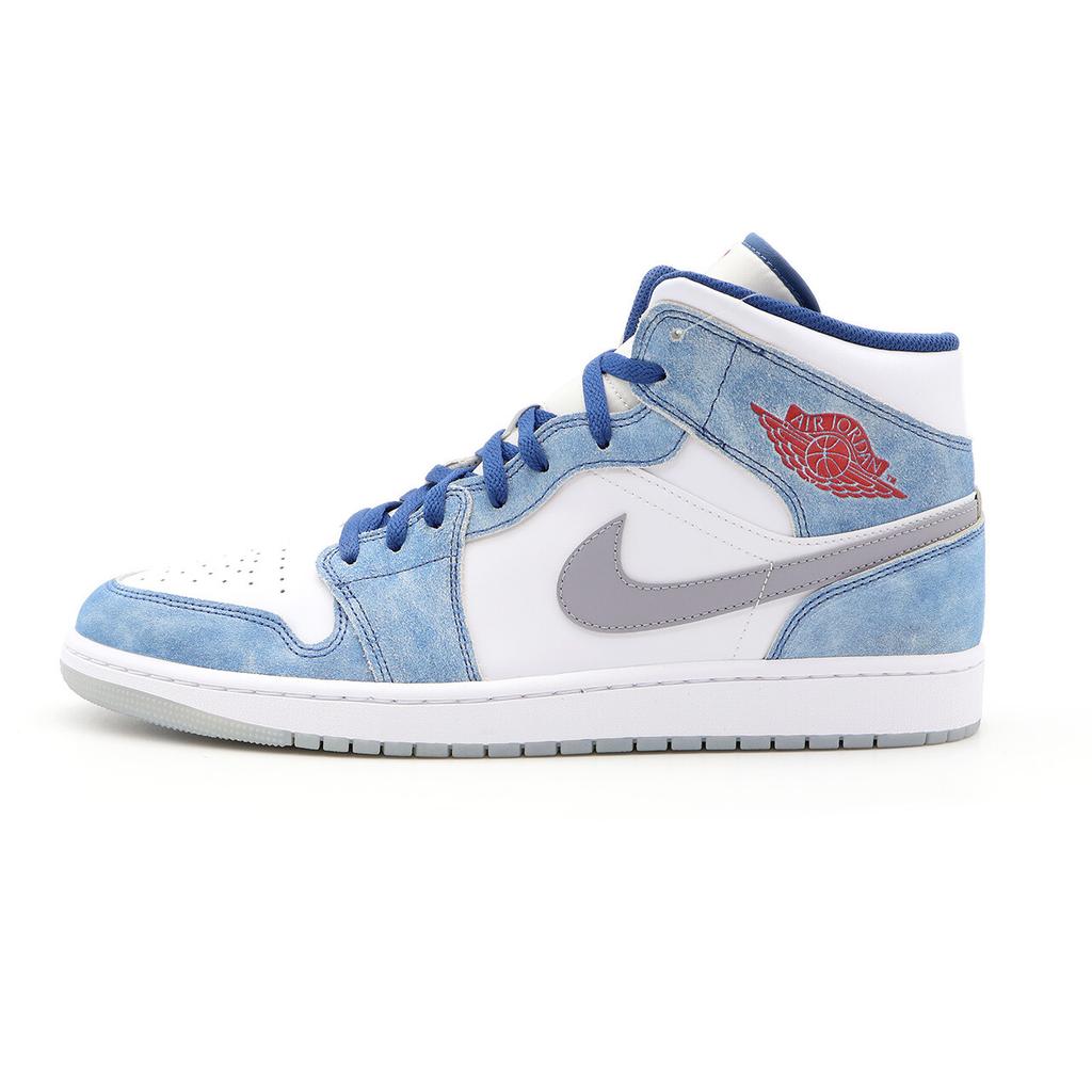 DN3706-401 Nike Jordan 1 Mid SE French Blue White Hyper Royal Red White (Мужской)