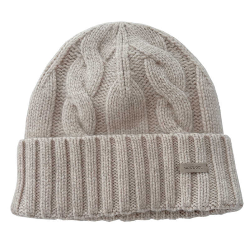 100% чистая шерсть вязаная шапка женская осенне-зимняя универсальная большая окружность головы защита от холода защита ушей теплая шерстяная шапка