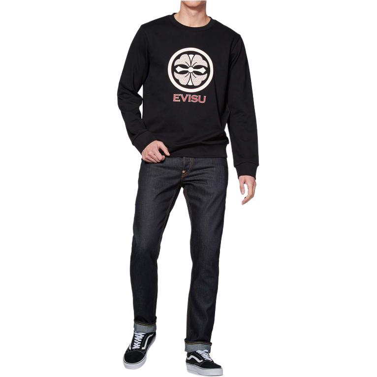 Evisu Семейный Цветок Маленькая Чайка Принт Толстовка Мужская толстовка Черный 2EAHTM0SW410XX