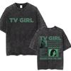 Стирка Винтажные Футболки TV Girl Кто На самом Деле Заботится Футболка Любители Рок Футболка Мужчины Женщины Классический Ретро Инди Рок Оверсайз Футболка