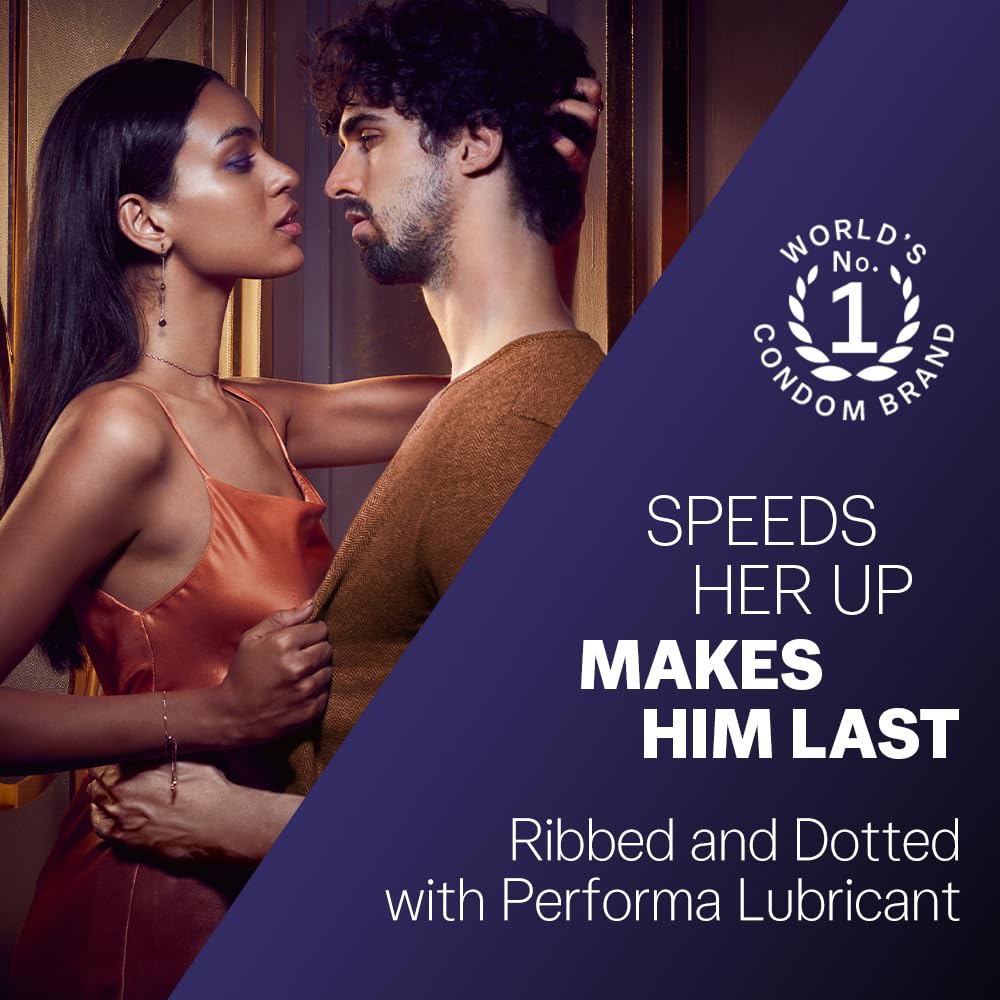 Durex Презервативы Mutual Climax для мужчин и женщин - 10 шт. | С дополнительными точками и ребрами для удовольствия | Смазка Performa для длительного эффекта