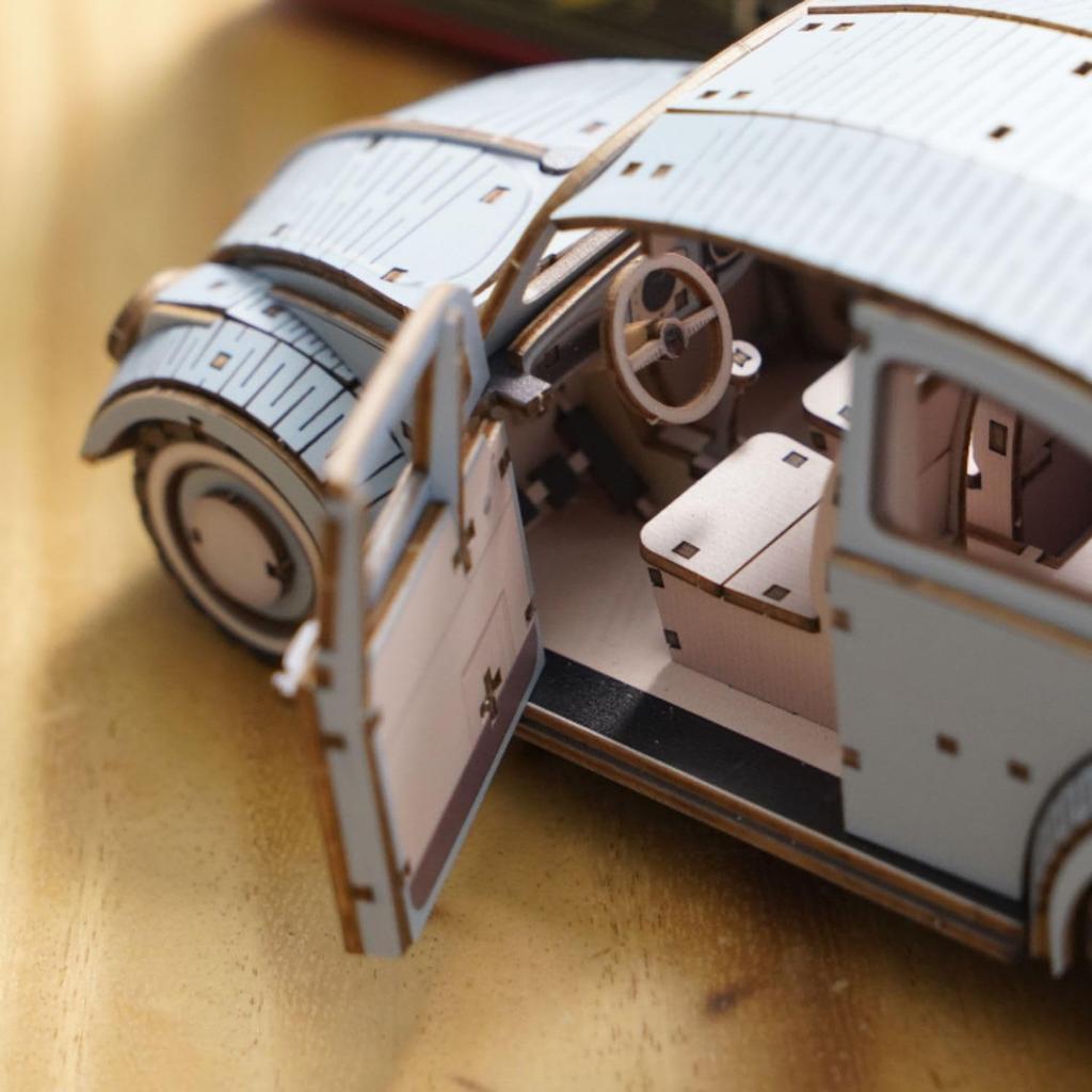 VW Beetle Тип 1 Взрослый 3D-пазл Деревянный модельный комплект 3D-пазл с иллюстрированной сборкой, идеально подходит для начинающих. Отлично подходит в качестве набора для рукоделия на летние каникулы или как