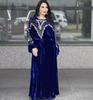 Hand Work Stylish Blue Kaftan Long Moroccan Dubai Farasha Crsytal Abaya Dress