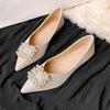 Versatile Pointed Flat Shoes Women's Wedding Shoes Bridesmaid Shoes Shallow Single Shoes Fairy Wind Ladyshoes Soft Leather Doudou Women's Shoes Autumn