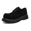 Round Head Derby Shoes Men's Height Increase American Retro Leather Shoes British Casual Tooling Big Head Shoes 24229-T