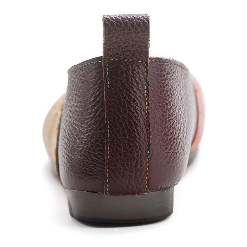 2024 Spring Autumn Women Flats Calf Leather Shoes Slip On Ballet Flats Ladies Patches Shallow Shoes Mom Moccasins Loafers Shoe