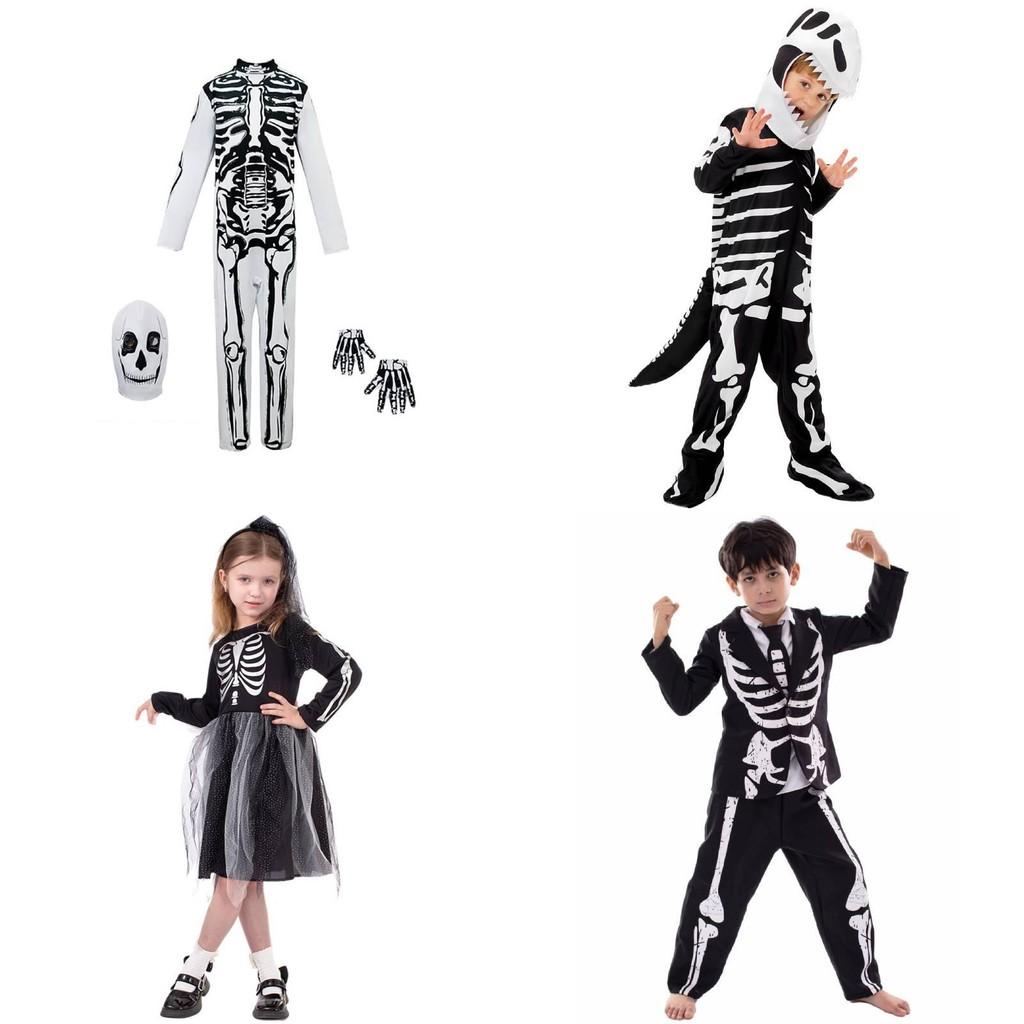 Костюм скелета для косплея ребенка на Хэллоуин и театрального представления