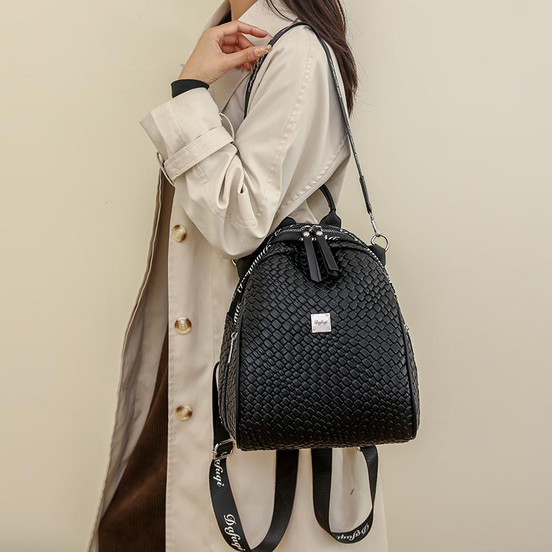 Рюкзак сплошного цвета, женский тканый рюкзак, школьный рюкзак большой емкости