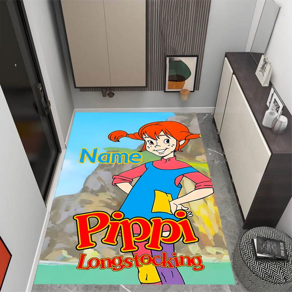 Pippi Monkey Friend. Customized Name Area Rug Suitable for Dormitory Hallway Playrooms Dining Room Anti-slip Rug Office home decor