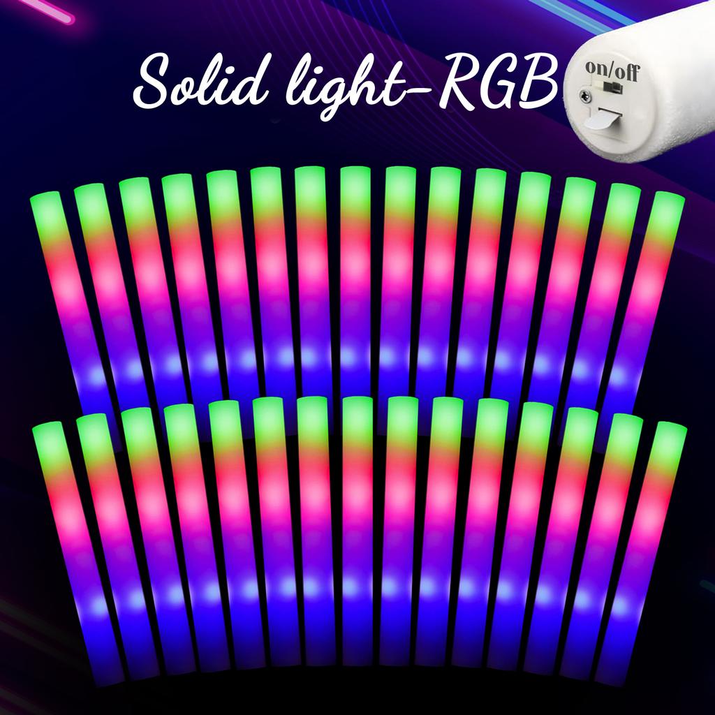 30-200PCS Party Supplies LED Foam Glow Sticks 3 Mode RGB Glow Sticks Glow in the Dark Supplies
