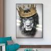 Abstract Crown Lion Art Posters and Prints Animal Canvas Painting Modern Wall Art Pictures for Living Room Home Decor No Frame