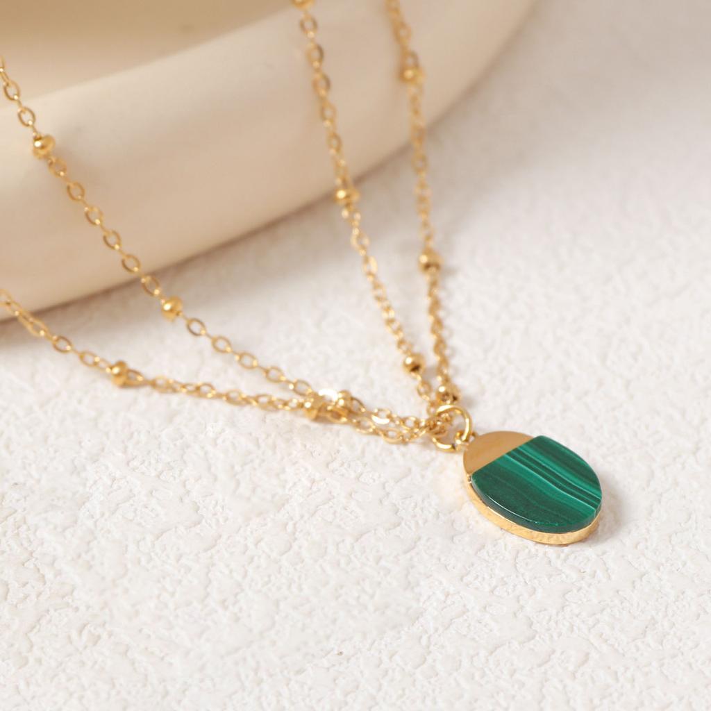 Овальный кулон с агатом и натуральным камнем, ожерелье, серьги-гвоздики, комплект модных украшений