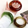 Bohemian Irregular Wide Bracelet Geometric Retro Hand Ring Unique Chunky Resin Bangle  Gift
