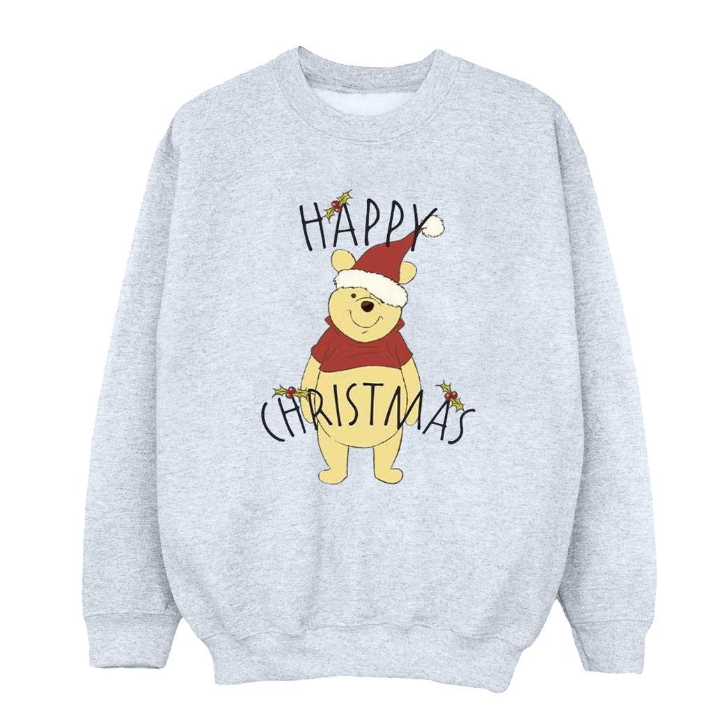 Disney Womens/Ladies Winnie The Pooh Happy Christmas Holly Sweatshirt