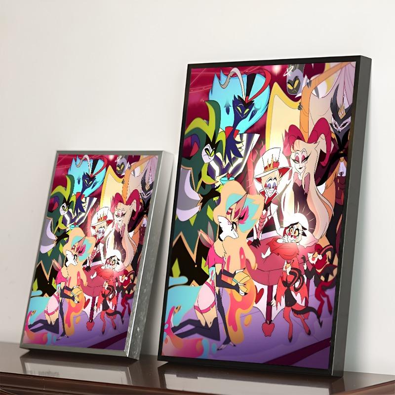 H-Hazbin Cartoon Hotel Classic Vintage Posters Decoracion Painting Wall Art White Kraft Paper Kawaii Room Decor