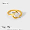 ins water drop square zircon irregular wave ring stainless steel 18K ring waterproof stacked jewelry women