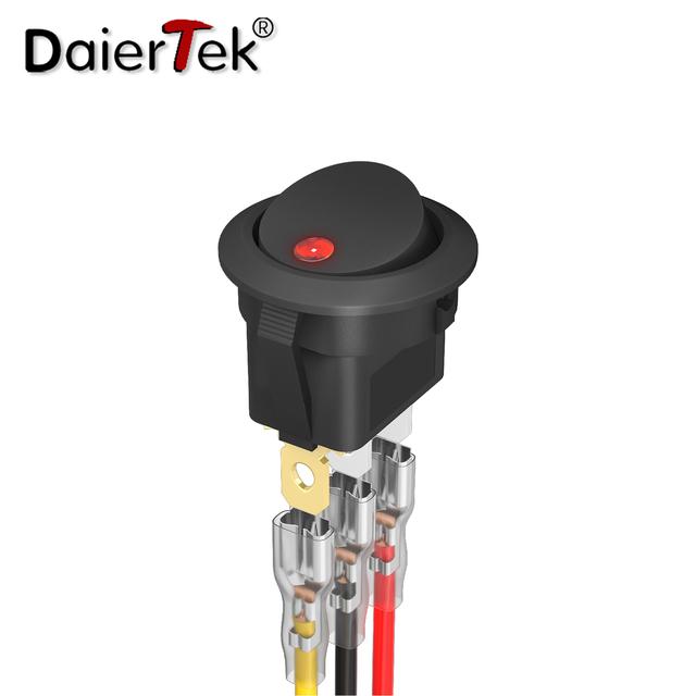 DaierTek 4PCS круглый кулисный переключатель 12 В 20 А круглый тумблерный переключатель 12 В постоянного тока с подсветкой 3-контактный 2-позиционный SPST переключатель для автомобильной лодки