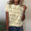 Women's Summer New Fashion Sexy Leopard Print 3D Printed Short Sleeve T-shirt Couple Round Neck Casual Personalized Style Top