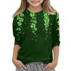 Улица. Топы с принтом ко Дню Святого Патрика для девочек-подростков 4-11 лет, футболки с круглым вырезом и рукавами 3/4, модные топы, футболки для наряда