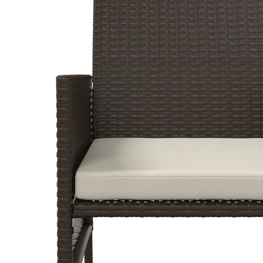 2 Seater Outdoor Sofa Set with Table & Footstools Brown Poly Rattan