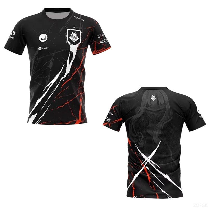 Новая летняя спортивная игровая футболка G2 Esports для национальной команды, дышащая спортивная футболка оверсайз с 3D-печатью, круглый вырез