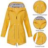Women Solid Rain Jacket Outdoor Waterproof Hooded Windproof Loose Coat Plus Size Outwear
