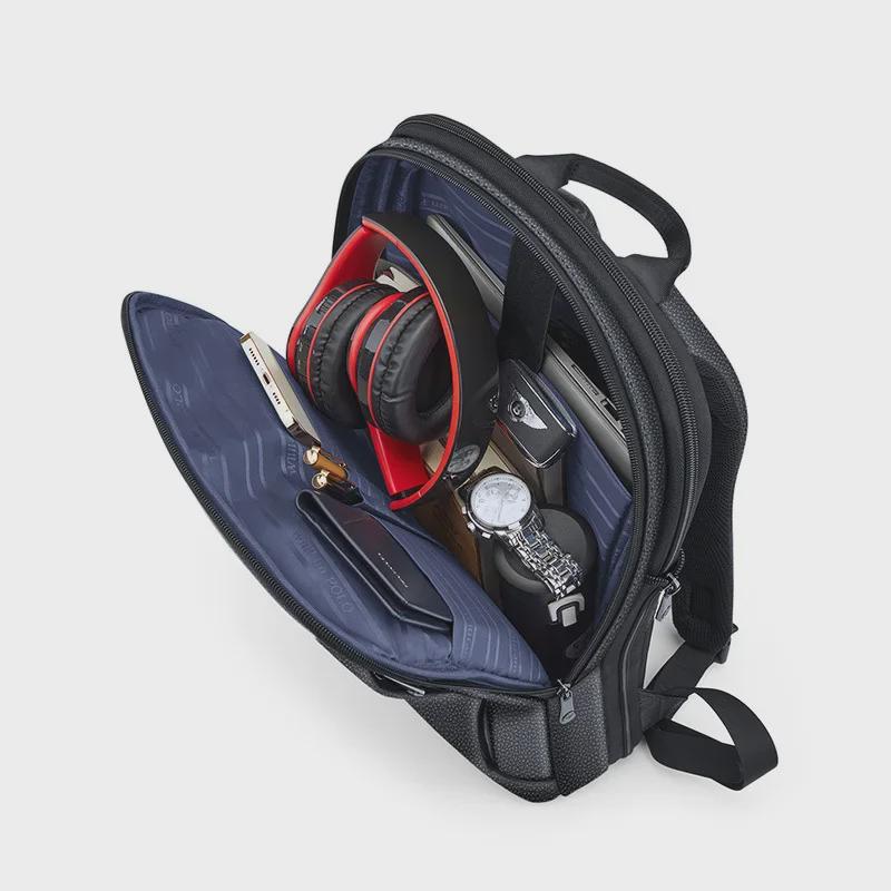 King Paul Men's Genuine Leather Large Capacity Business Travel Backpack