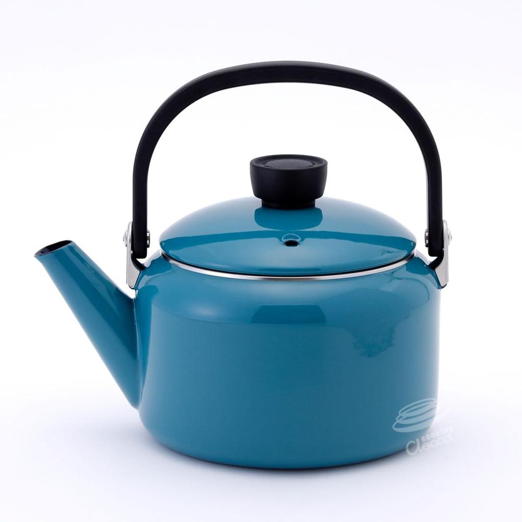 Fuji Enamel Wide-Mouth Kettle, 2.0L, Smoke Blue, Gas and Induction Compatible