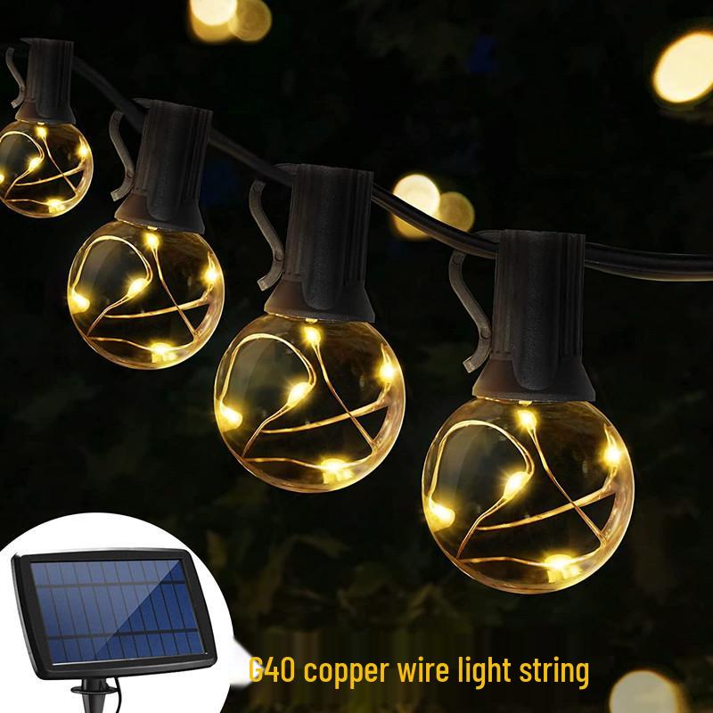 Spot G40 Solar LED Outdoor Waterproof Globe String Lights for Courtyard & Christmas Decoration