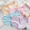 Women Underpants Lace Solid Color Breathable Mid Waist Soft Anti-septic Cotton