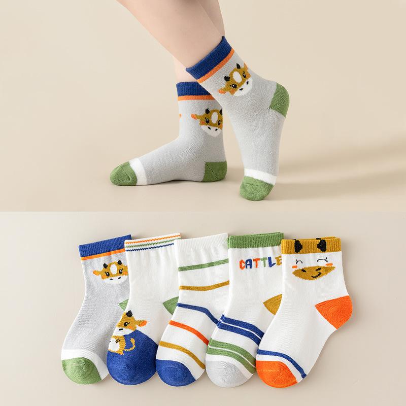 Детские носки с рисунком медведя из мультфильма для детей 0-13 лет, впитывающие пот и ветер, износостойкие, средние носки-трубы