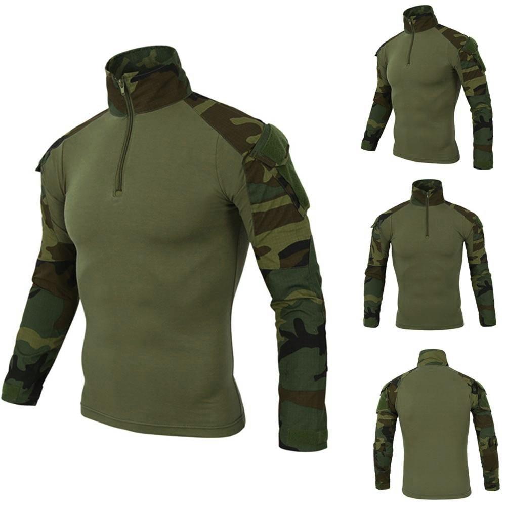 Мужская тактическая камуфляжная рубашка с длинными рукавами и мускулами, базовая однотонная блузка, футболка, топ
