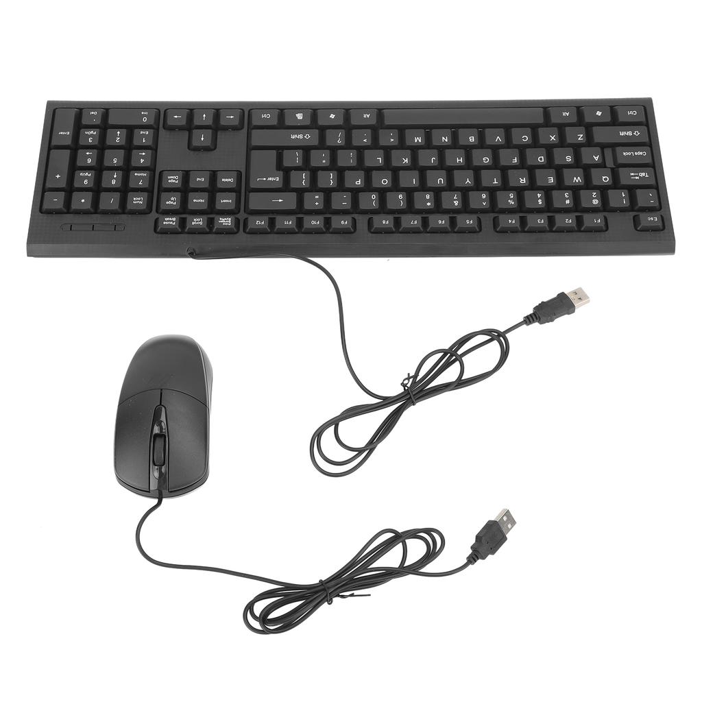 Keyboard and Mouse Combo Black Waterproof 104 Keys Anti Slip USB Wired Connection Keyboard Mouse