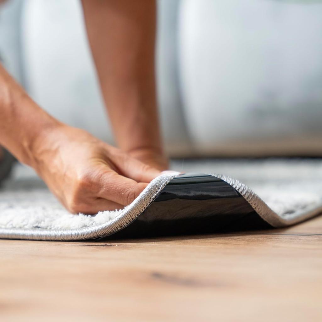 CASAVERA 12 Pcs Rug and Carpet Tape Grippers, Non-Slip, for Hardwood and Tile Floors, Durable Double-Sided Tape for Area Rugs, Adhesive Rug Stickers