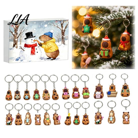Christmas Tree Hanging Ornaments 2026 Advent Calendar, 24 Days Cute Animal Keychains Countdown Party Favors Mini 3D Collectible Figures, Holiday Gift