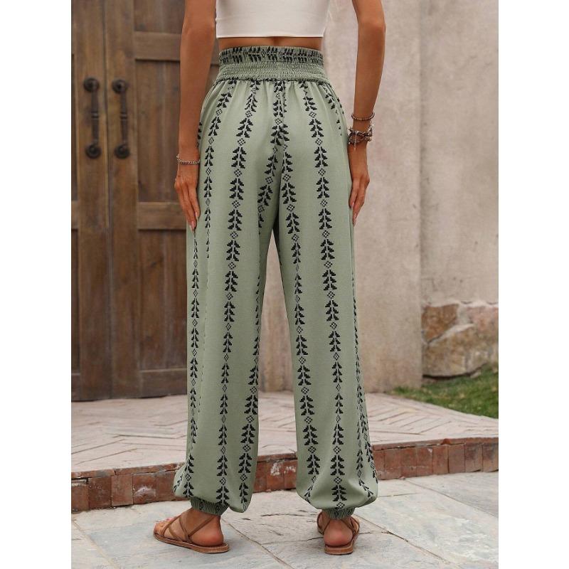 YYFS Women's Fashion Summer Spring Casual Geometric Print High Waist Trousers Pants & Capris