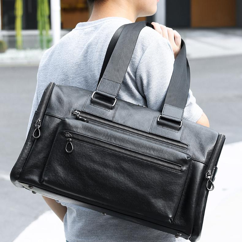 Модная мужская сумка для деловых поездок, легкая дорожная сумка из коровьей кожи, трендовая сумка для отдыха, большая вместимость, натуральная кожаная сумка