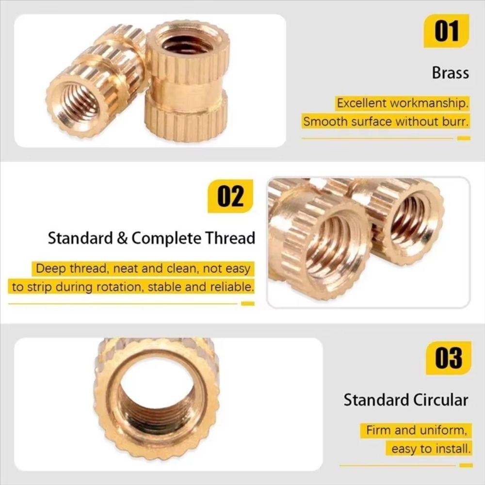 220Pcs M2 M2.5 M3 M4 M5 M6 Brass Heat Insert Nuts Knurled Surface Hot Melt Nut Insert Resin Models