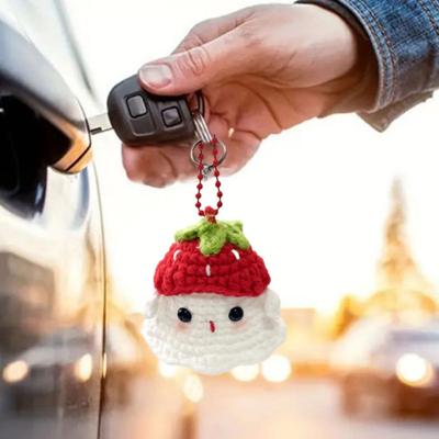 Юшэн Хэллоуин Вязаный Крючком Призрак Орнамент Милый Ручной Работы Вязаный Лягушка/Кошка/Паук/Клубника Призрак Подвесное Украшение для Зеркала Заднего Вида Автомобиля Брелок для Сумки