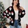 European and American women's clothing casual Santa jacquard sweater cardigan autumn and winter new Christmas sweater
