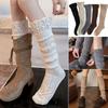 Knitted Stacked Long Tube Socks Warmth Mid Tube Socks New Hollow Calf Socks  Autumn Winter