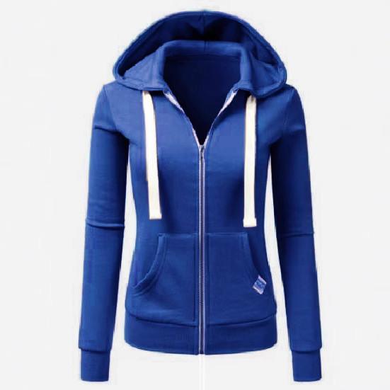 Womens Hoodie With Pockets And Zipper For Casual Wear In Polyester Fabric