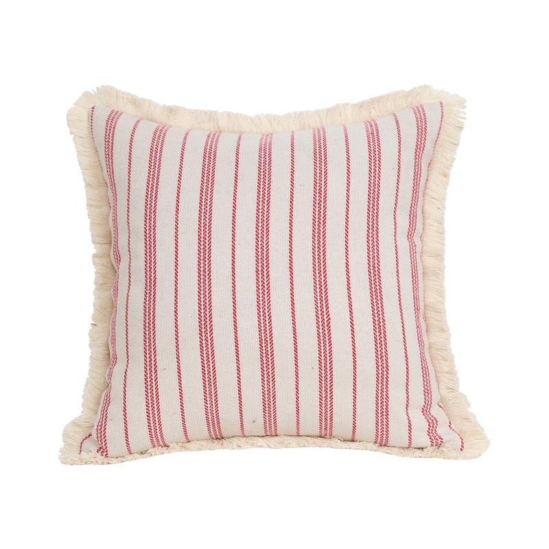 1Pc Striped Jacquard Throw Pillow Case, Retro Geometric Cushion Case with Tassels, Room Decor Party Decor, No Pillow Insert