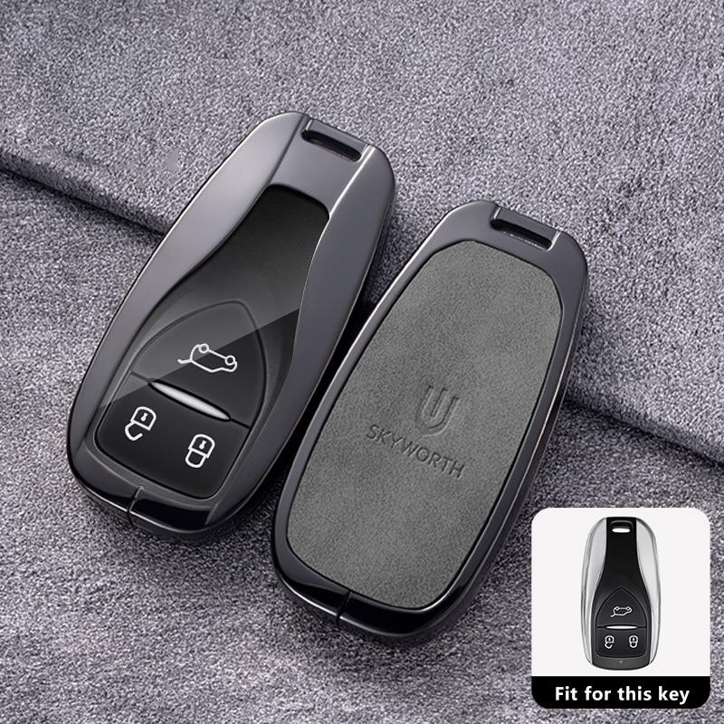 Кожаный брелок для ключей автомобиля из цинкового сплава для SKYWORTH SKYWELL ET5 EV6 HT-i, защитный чехол-оболочка, держатель-брелок, аксессуары