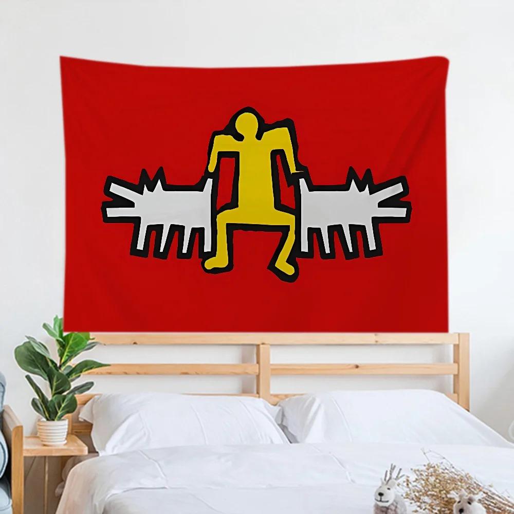 Haring Геометрический Граффити Простой Гобелен Офис Гостиная Украшения Дома Настенный Гобелен