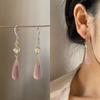 Song Dynasty Temperament Retro Imitation Jade Water Drop New Chinese Ear Hook Chalcedony National Style Translucent Ear Buckle Antique Earrings