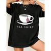 Винтажная черная футболка оверсайз с принтом британской чайной чашки и чайного пакетика с Юнион Джеком – забавная графическая футболка "TEA SHIRT"